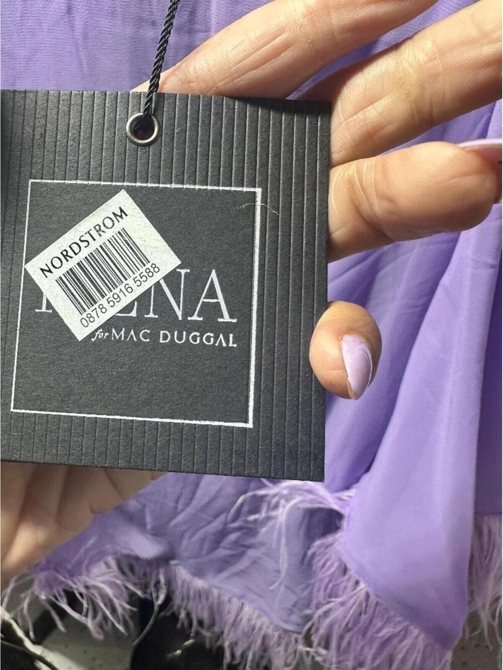 Ieena for Mac Duggal 11439 Lavender Feather Trim Dress Size 8 Lilac Mini NWT - Picture 5 of 5